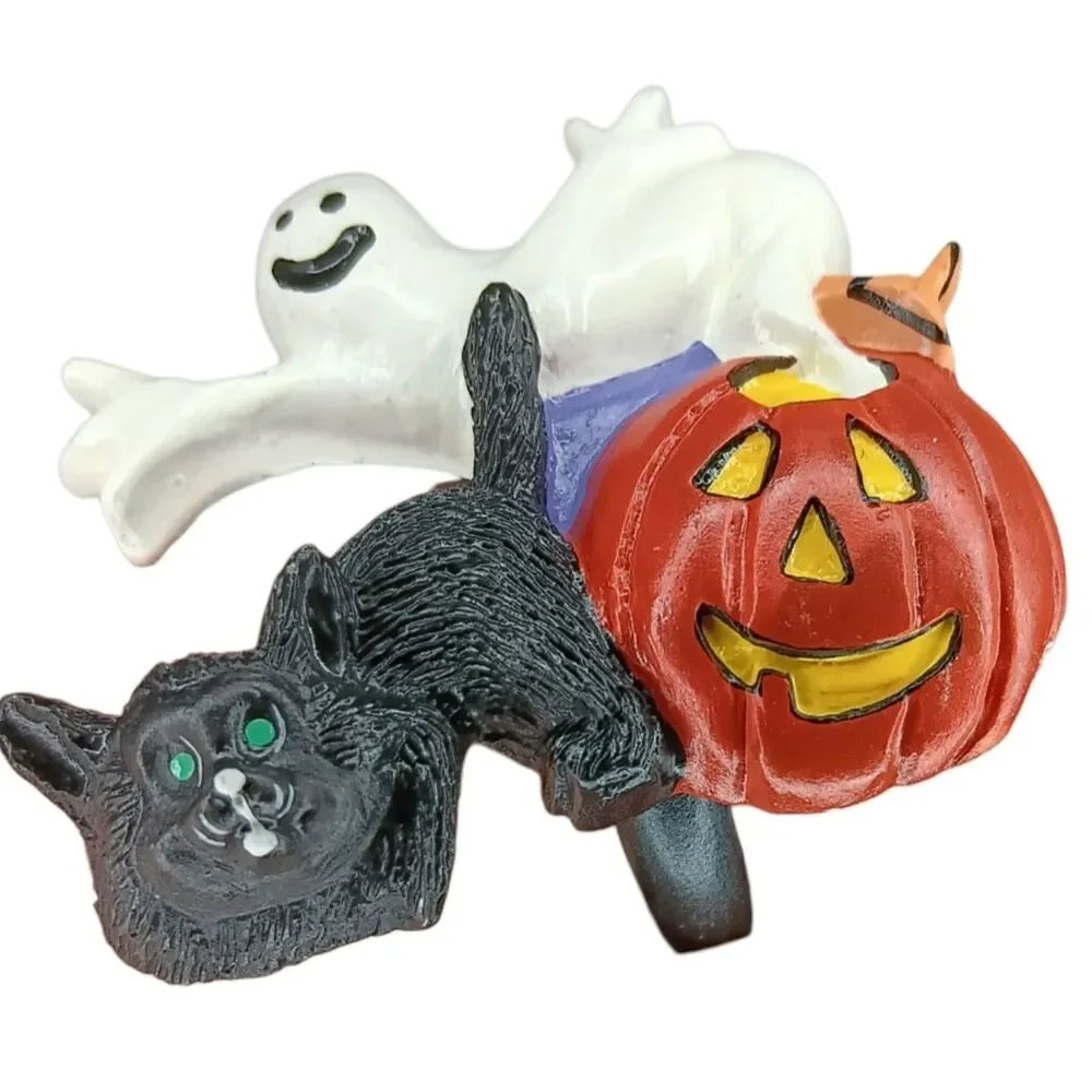 Halloween Napkin Rings Black Cat Ghost Pumpkin Set Of Six Kemp & Beatley